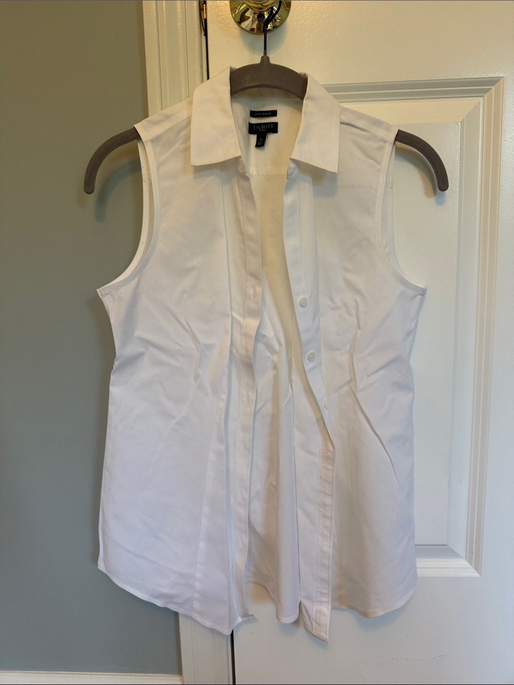 Talbots White Sleeveless Button-Front Collared Top 2P